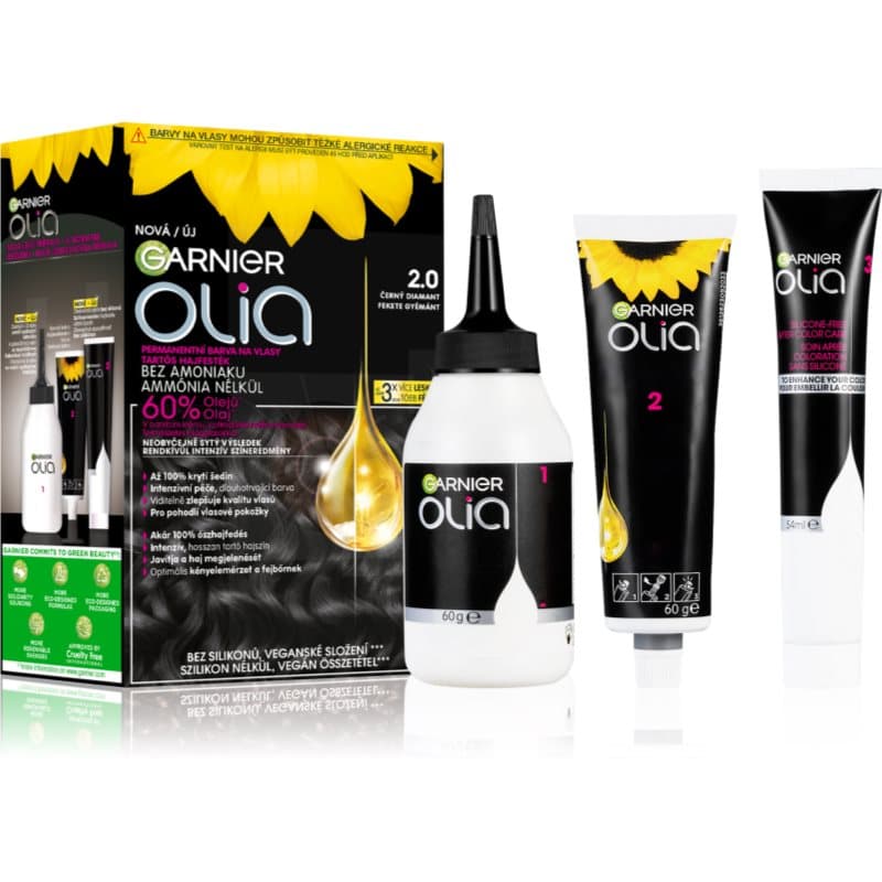Olia Big Kit trwała farba do włosów odcień 2.0 Black Diamond