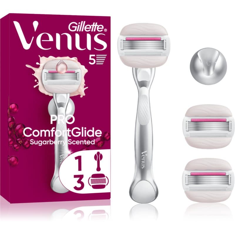 Venus PRO ComfortGlide Sugarberry golarka damska z uchwytem do prysznica + ostrza zapasowe