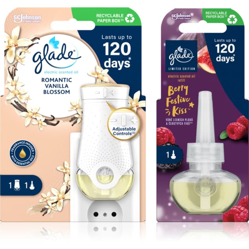 Electric scented oil Romantic Vanilla Blossom + Berry Festive Kiss wygodne opakowanie