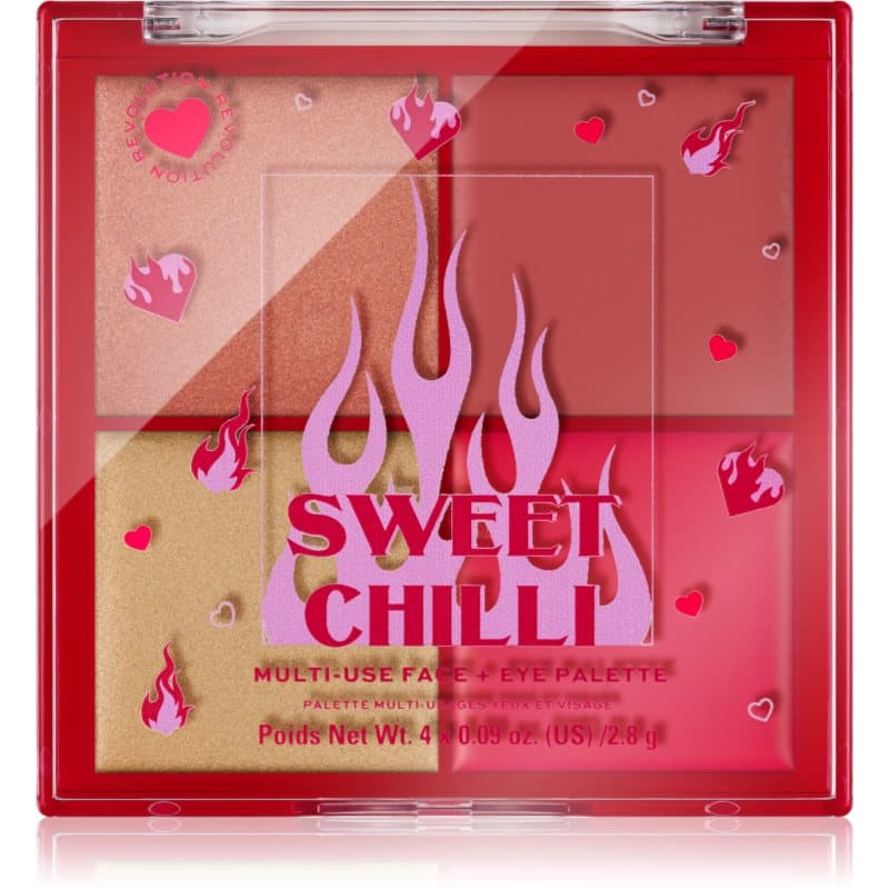 Sweet Chilli Blush & Highlight Quad paleta rozświetlaczy i róży do policzków
