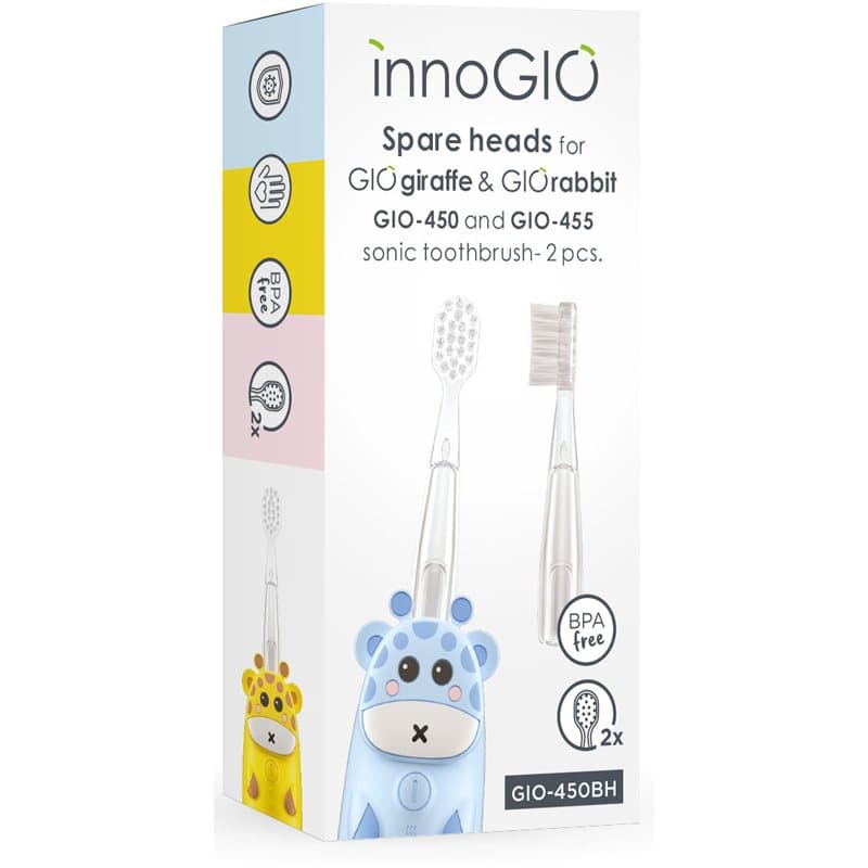 GIOGiraffe & GIORabbit Spare Heads Transparent końcówki wymienne do szczoteczki do zębów dla dzieci GIOGiraffe & GIORabbit Sonic Toothbrush 2