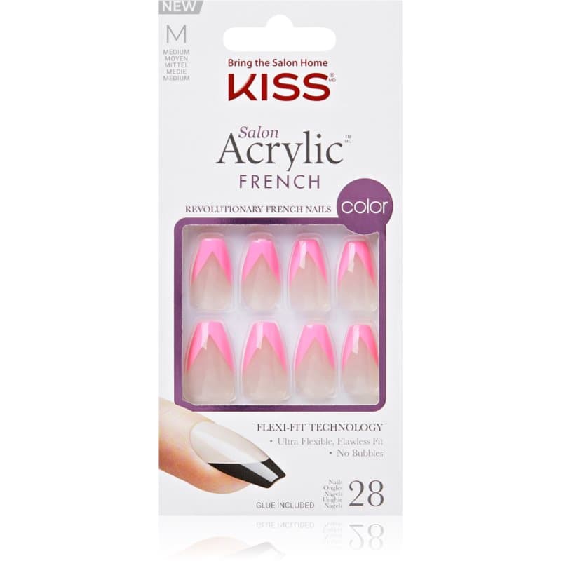 Acrylic French Color sztuczne paznokcie Squared