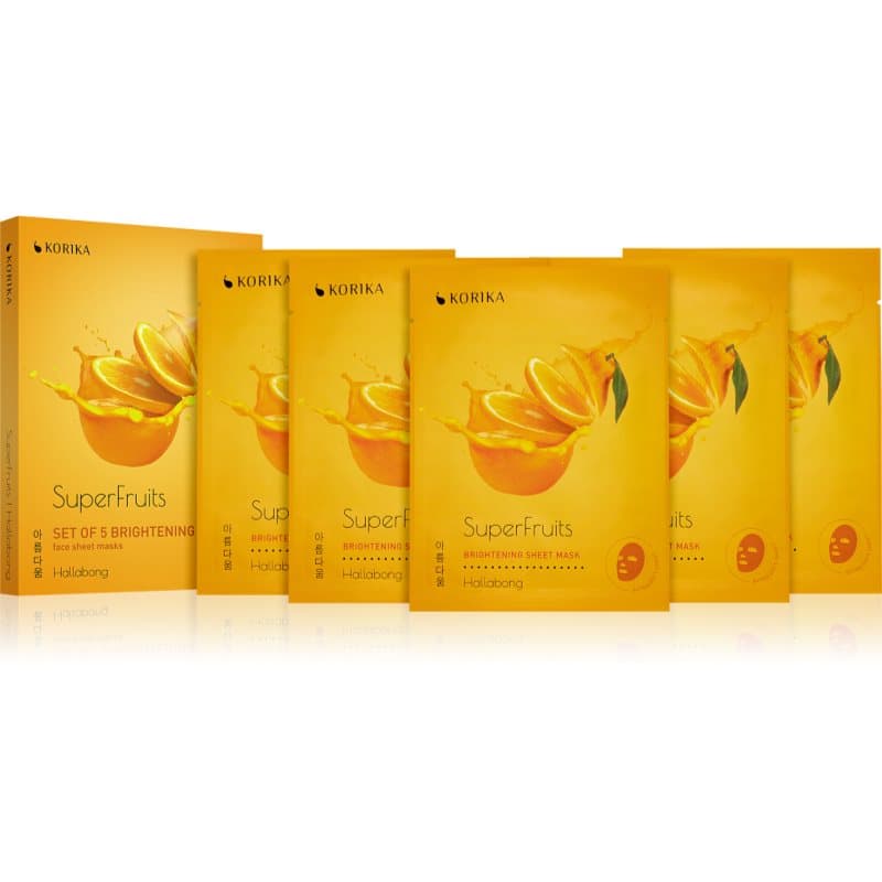 SuperFruits Hallabong - Set of 5 Brightening Face Sheet Masks zestaw maseczek do twarzy w obniżonej cenie z efektem rozświetlającym Hallabong