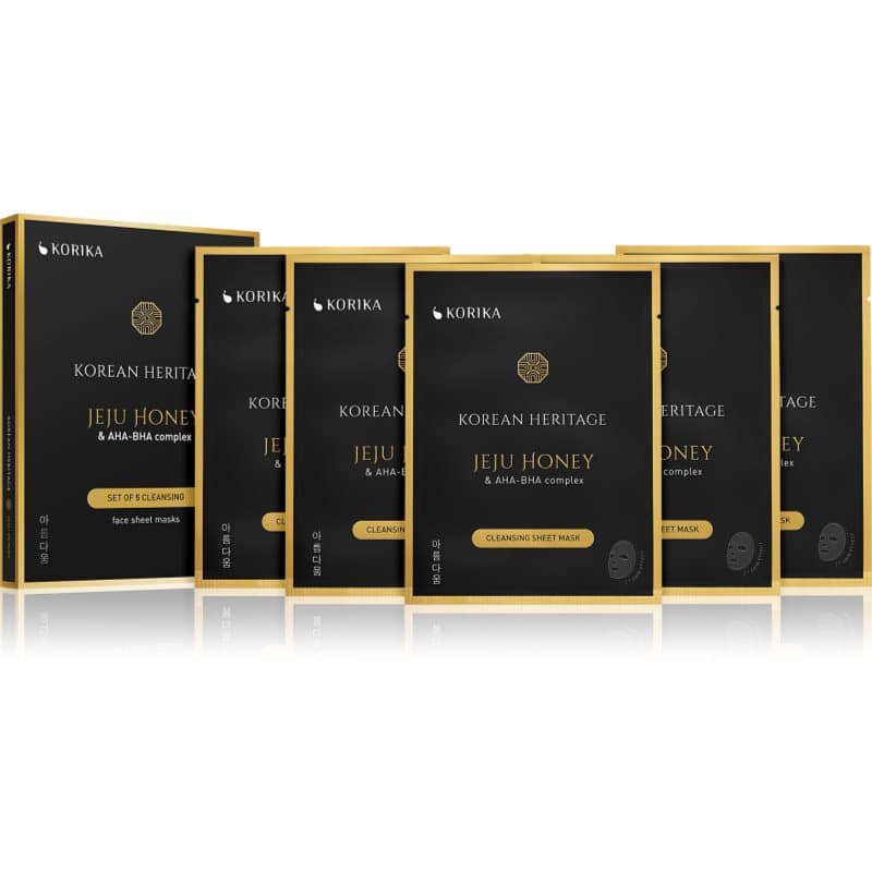 Korean Heritage Set of 5 Cleansing Face Sheet Masks zestaw maseczek do twarzy w obniżonej cenie do doskonałego oczyszczania skóry