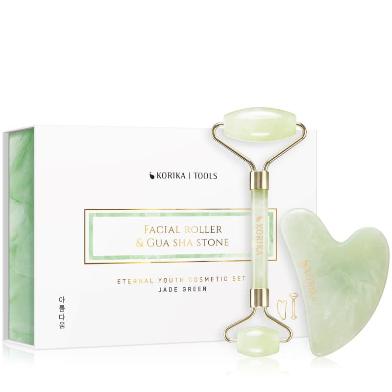 Tools Face Roller & Gua Sha wałek do masażu twarzy i akcesorium do masażu Jade Green