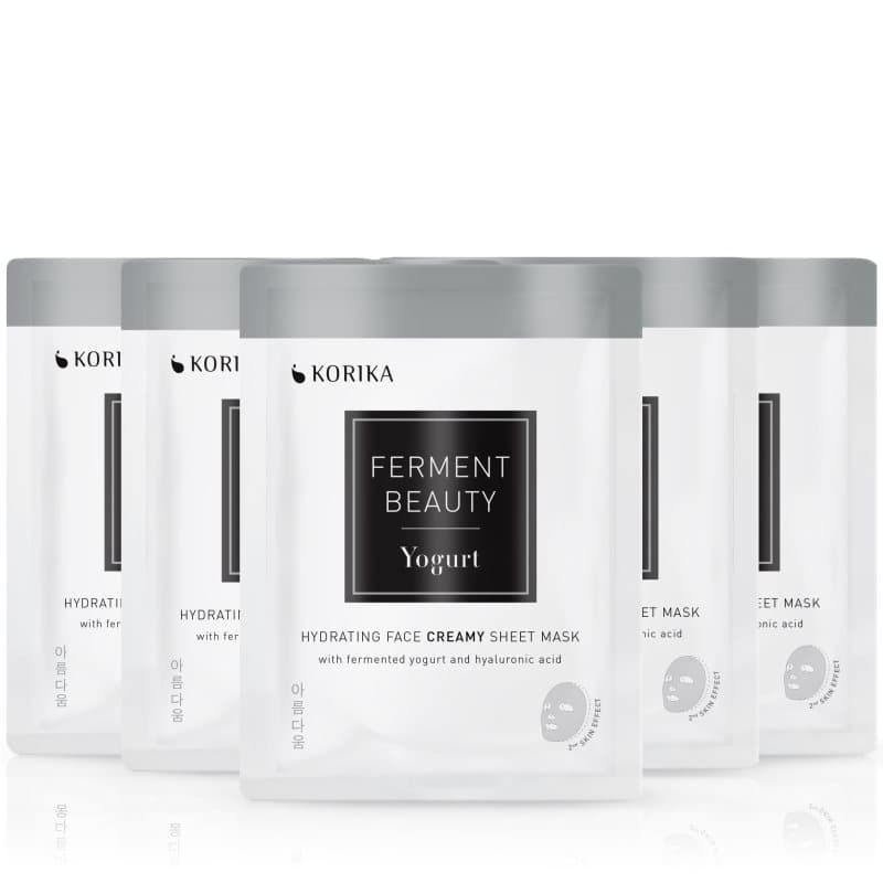 FermentBeauty Set of 5 Hydrating Face Sheet Masks with Fermented Yogurt and Hyaluronic Acid zestaw maseczek do twarzy w obniżonej cenie