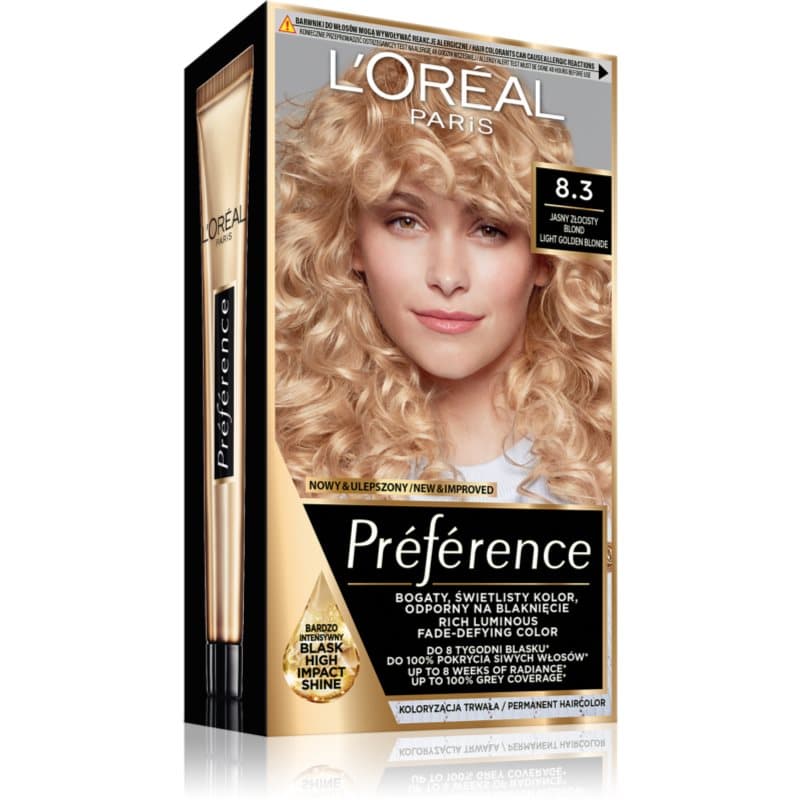Loreal Preference Farba do włosów - 8.3 Cannes Jasny Złocisty Blond (2x +)