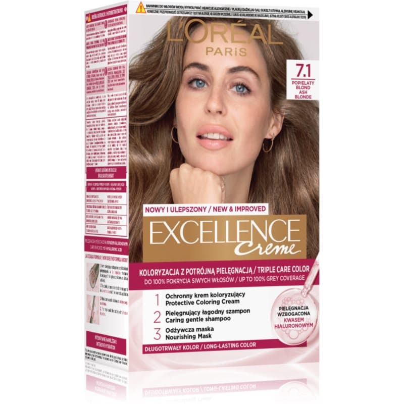 Paris Excellence Cool Creme farba do włosów odcień 7.1 Popielaty blond