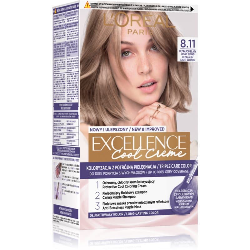 Paris Excellence Cool Creme farba do włosów odcień 8.11 Ultrapopielaty jasny blond