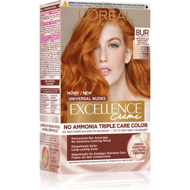 Excellence Universal Nudes trwała farba do włosów odcień 8UR Universal Light Copper