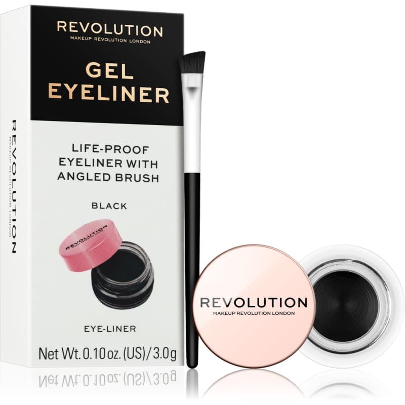 Revolution Gel Eyeliner Pot eyeliner w żelu z pędzelkiem odcień Black