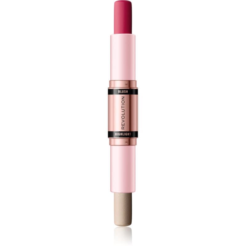 Revolution Blush & Highlight kremowy róż do policzków i rozświetlacz w sztyfcie odcień Mauve Glow