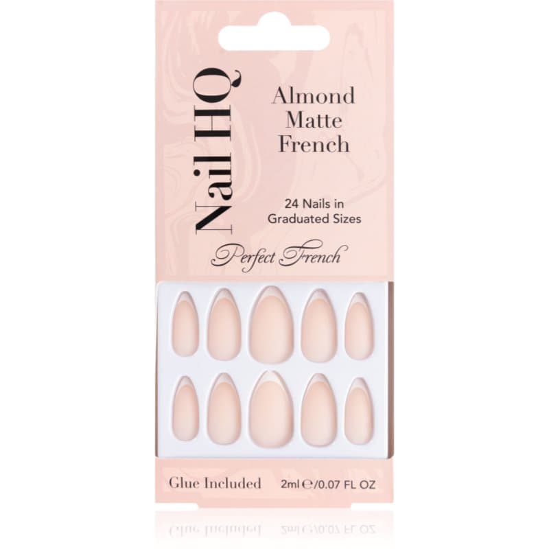 Almond Matte French sztuczne paznokcie z klejem