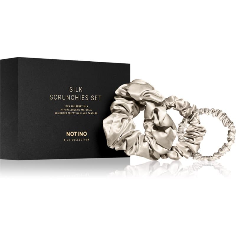 Silk Collection Scrunchie Set zestaw jedwabnych gumek do włosów odcień Cream