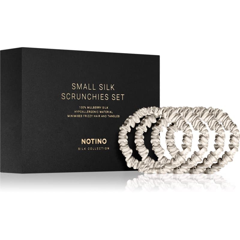 Silk Collection Small Scrunchie Set zestaw jedwabnych gumek do włosów odcień Cream