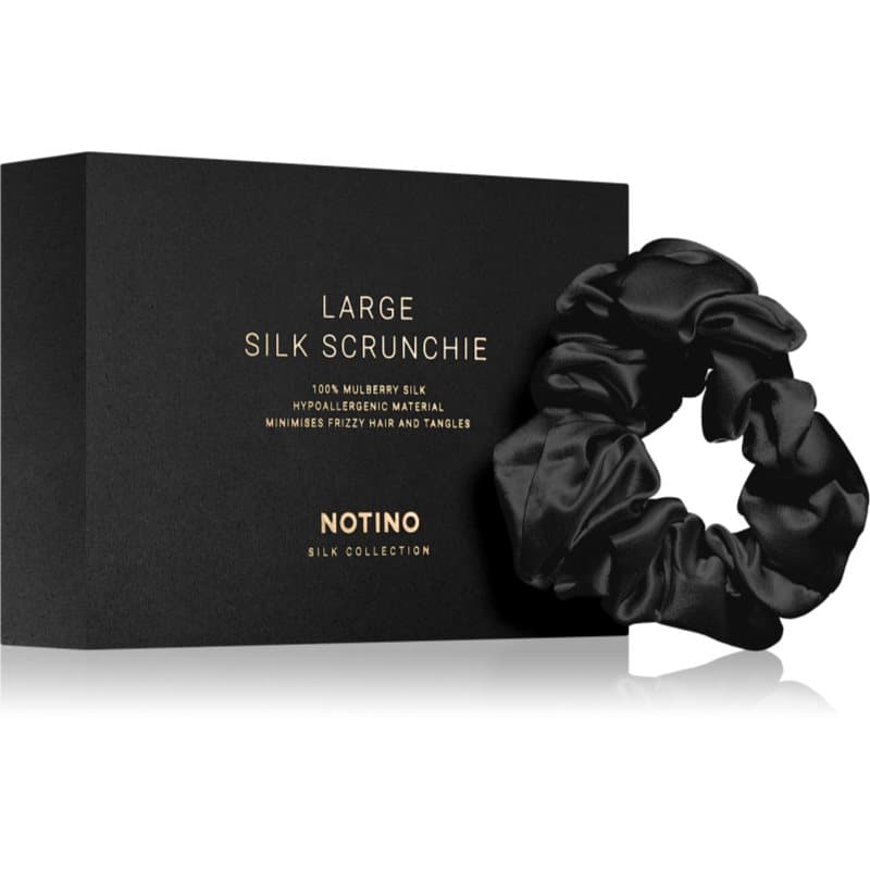 Silk Collection Large scrunchie jedwabna gumka do włosów Black