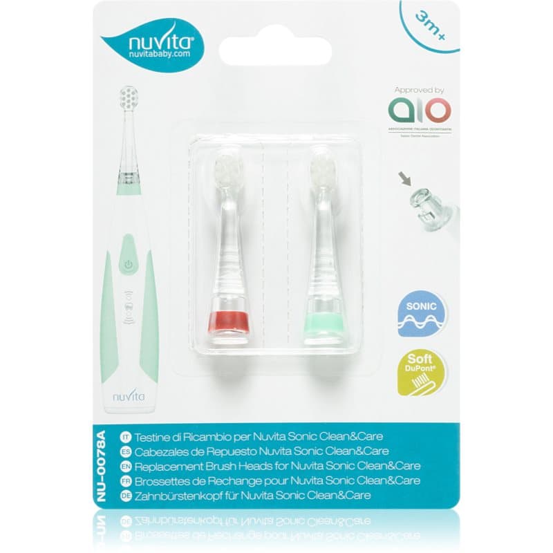 Sonic Clean&Care Replacement Brush Heads głowica wymienna do sonicznej szczoteczki do zębów na baterie dla niemowląt Sonic Clean&Care Small Red