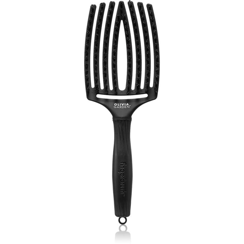 Fingerbrush Boar & Nylon szczotka do włosów z nylonowymi włóknami i włosiem dzika Full Black