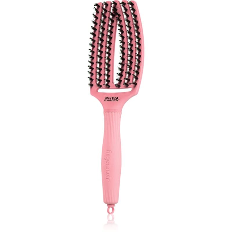 Fingerbrush Boar & Nylon szczotka do włosów z nylonowymi włóknami i włosiem dzika Soft Pink