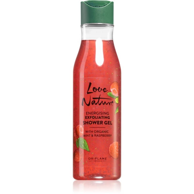 Love Nature Organic Mint & Raspberry złuszczający żel pod prysznic