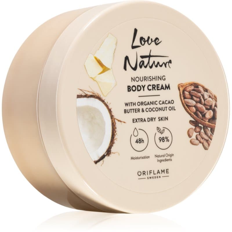 Love Nature Cacao Butter & Coconut Oil odżywczy krem do ciała o działaniu nawilżającym