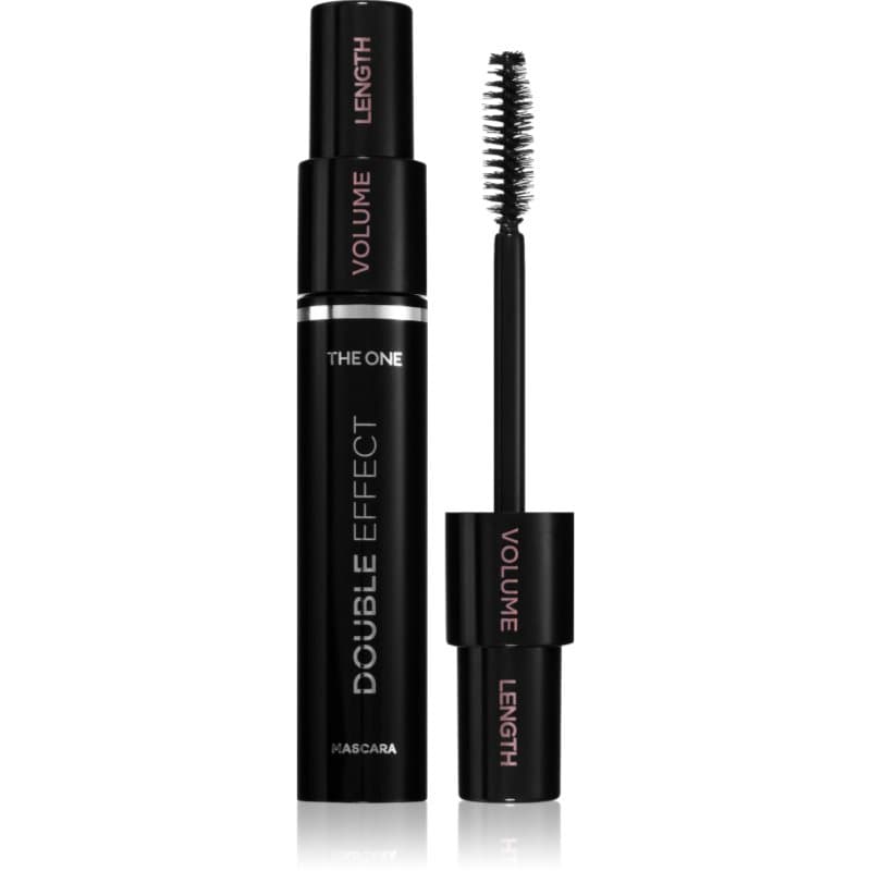 The One Double Effect tusz do rzęs zwiększający objętość, wydłużający i podkręcający ze szczoteczką 2 w 1 odcień Black