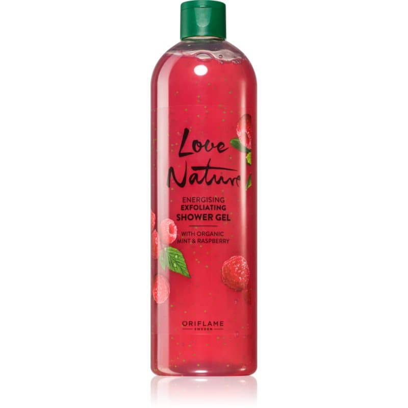 Love Nature Organic Mint & Raspberry oczyszczający peeling żelowy o zapachu malin
