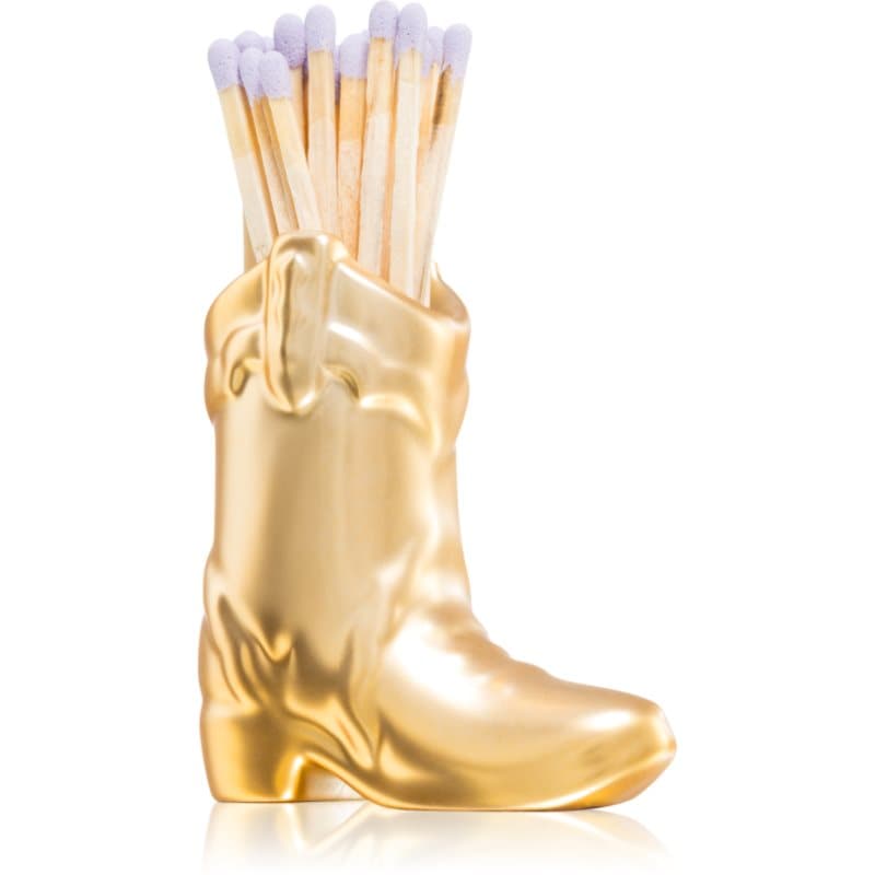 Cowboy Boot Match Holder zapałki Gold Metallic