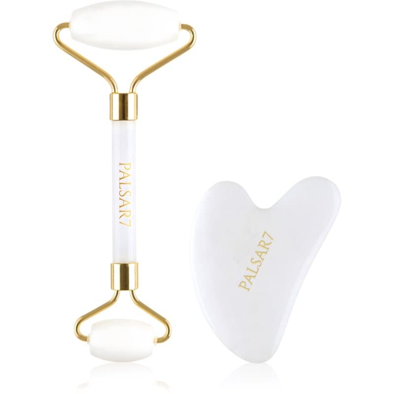 Massage Roller and Guasha White Jade wałek do masażu twarzy i akcesorium do masażu