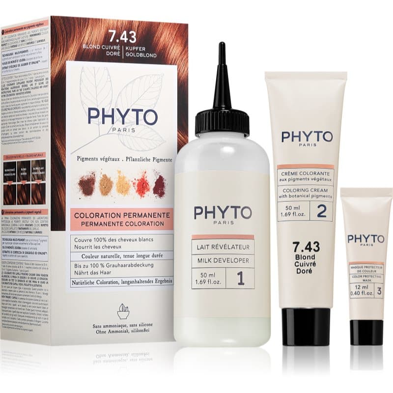Phyto Color farba do włosów bez amoniaku odcień 7.43 Copper Golden Blonde