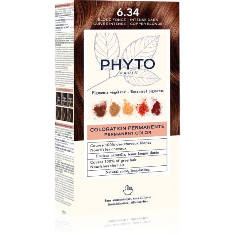 Phyto Color farba do włosów bez amoniaku odcień 6.34 Intense Dark Copper Blonde