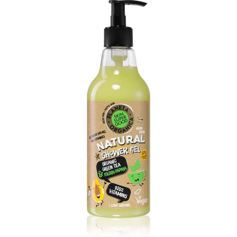 Skin Super Good Organic Green Tea & Golden Papaya naturalny żel pod prysznic z witaminami