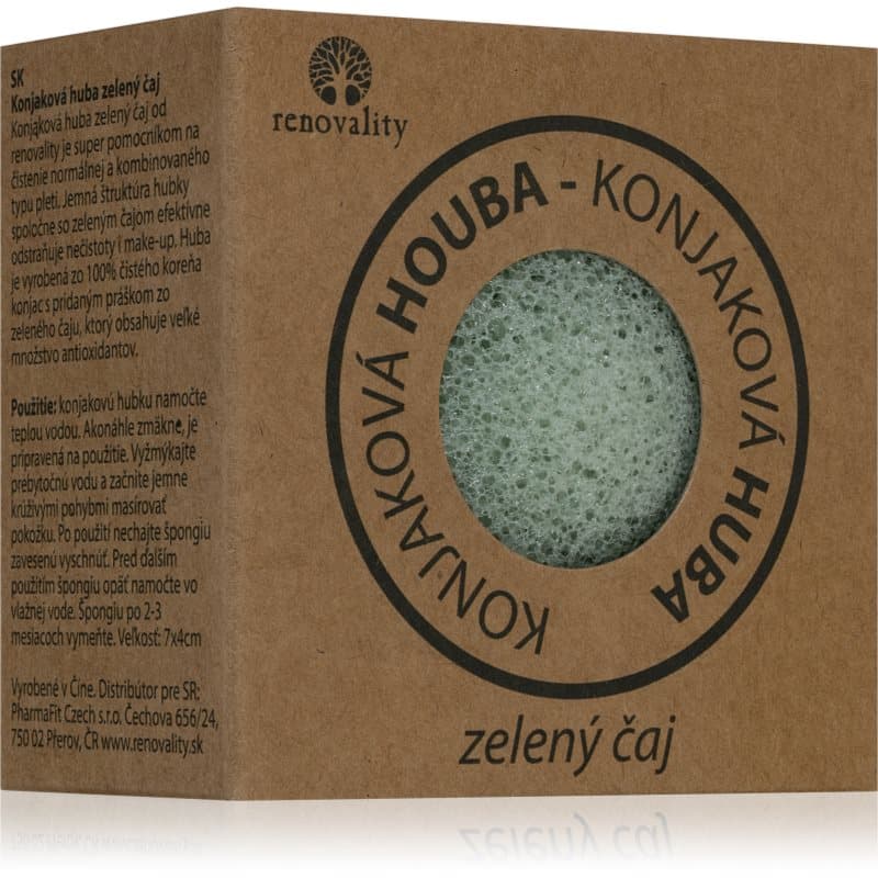 Konjac mushroom green tea gąbeczka oczyszczająca do cery normalnej i mieszanej 7cm