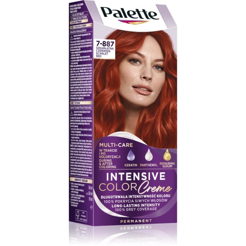 Palette Intensive Color Creme trwała farba do włosów odcień 7-887 (RV6) Scarlet Red