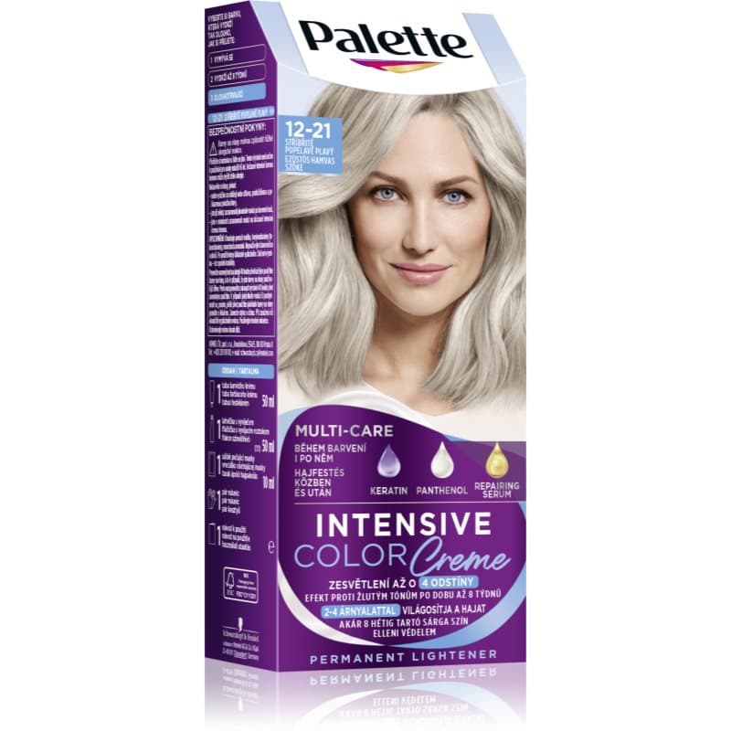 Palette Intensive Color Creme trwała farba do włosów odcień 12-21 Silver Ash Blonde