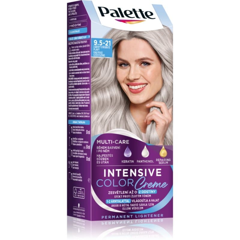 Palette Intensive Color Creme trwała farba do włosów odcień 9.5-21 Luminous Silver Blonde
