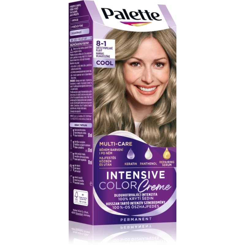 Palette Intensive Color Creme trwała farba do włosów odcień 8-1 Ashy Light Blond