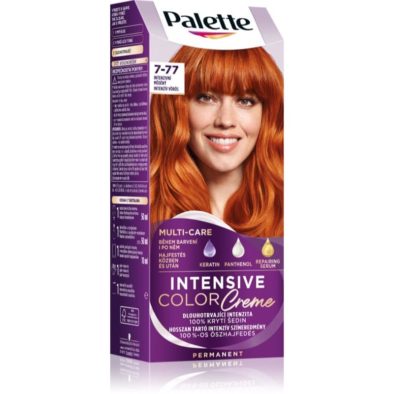 Palette Intensive Color Creme trwała farba do włosów odcień 7-77 Intensive Copper