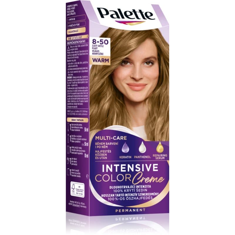 Palette Intensive Color Creme trwała farba do włosów odcień 8-50 Light Golden Blonde