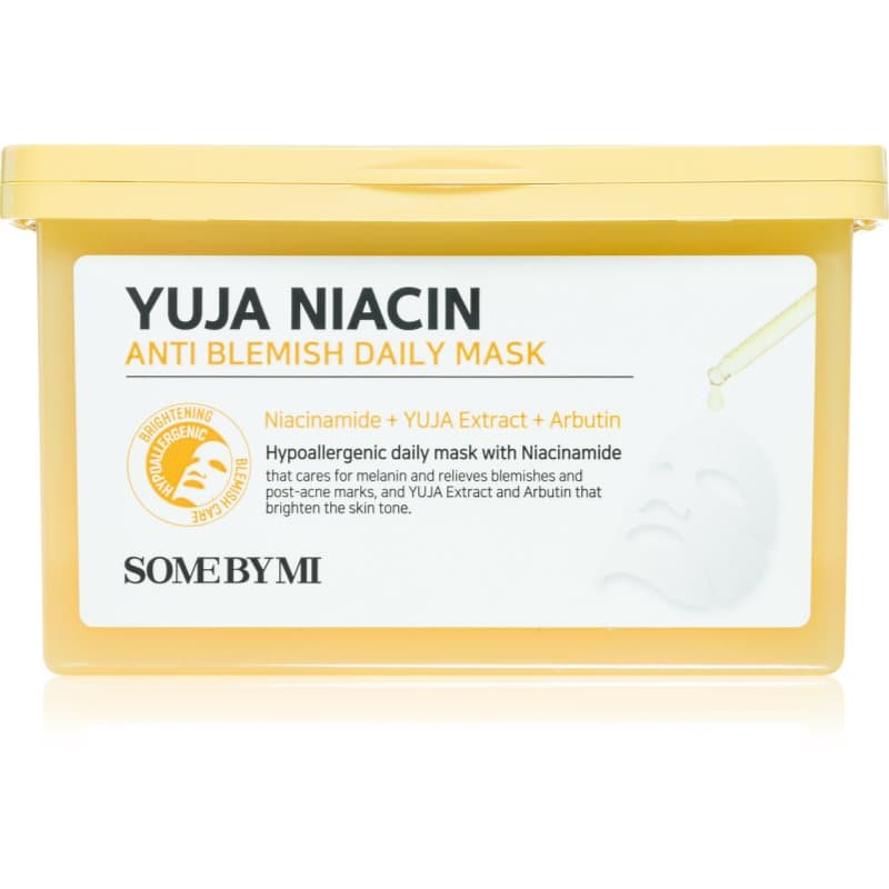 Yuja Niacin Anti Blemish Daily Mask maska rozświetlająca w płacie do ujednolicenia kolorytu skóry duże opakowanie