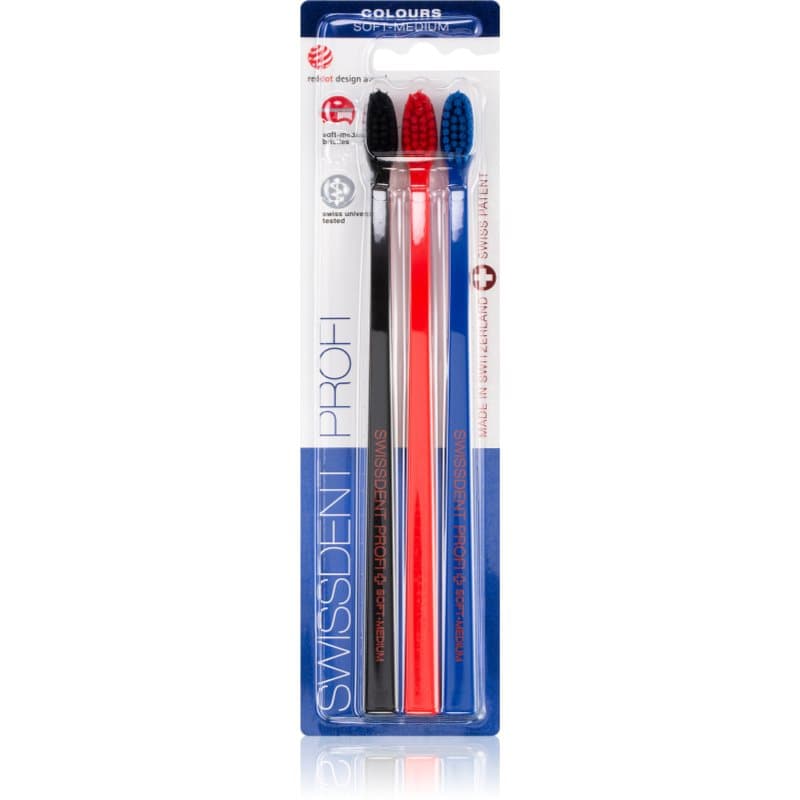 Profi Colours szczoteczki do zębów soft - medium black, red, blue