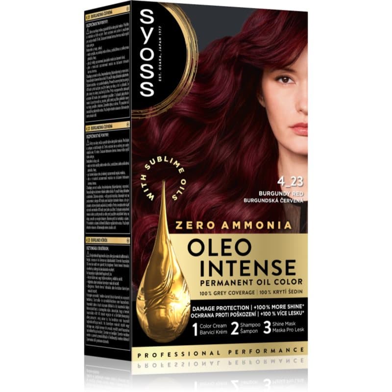 Oleo Intense trwała farba do włosów z olejem odcień 4-23 Burgundy Red