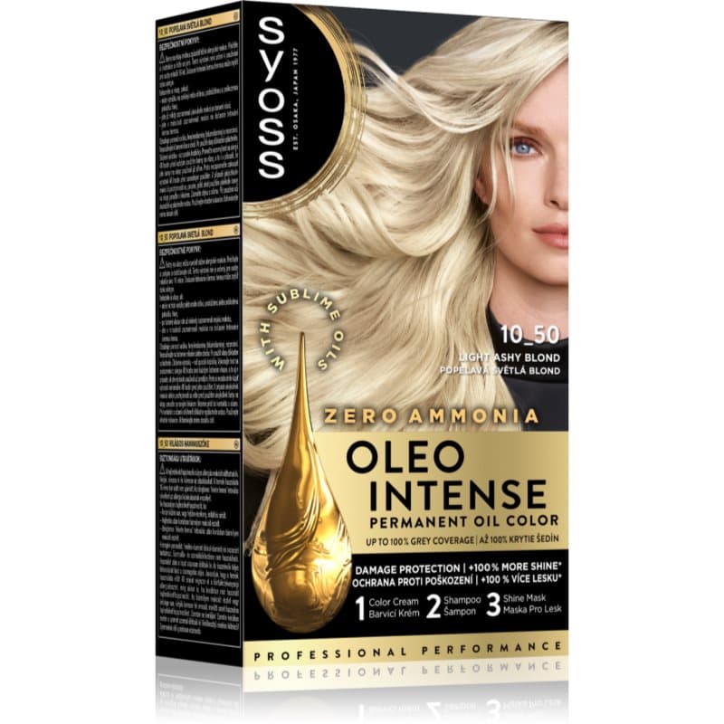 Oleo Intense trwała farba do włosów z olejem odcień 10-50 Light Ashy Blond
