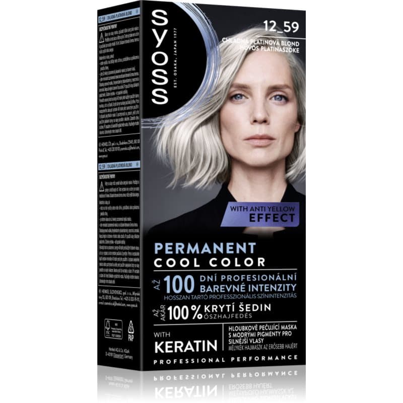 Permanent Cool Color trwała farba do włosów o chłodnym odcieniu odcień 12-59 Cool Platinum Blond