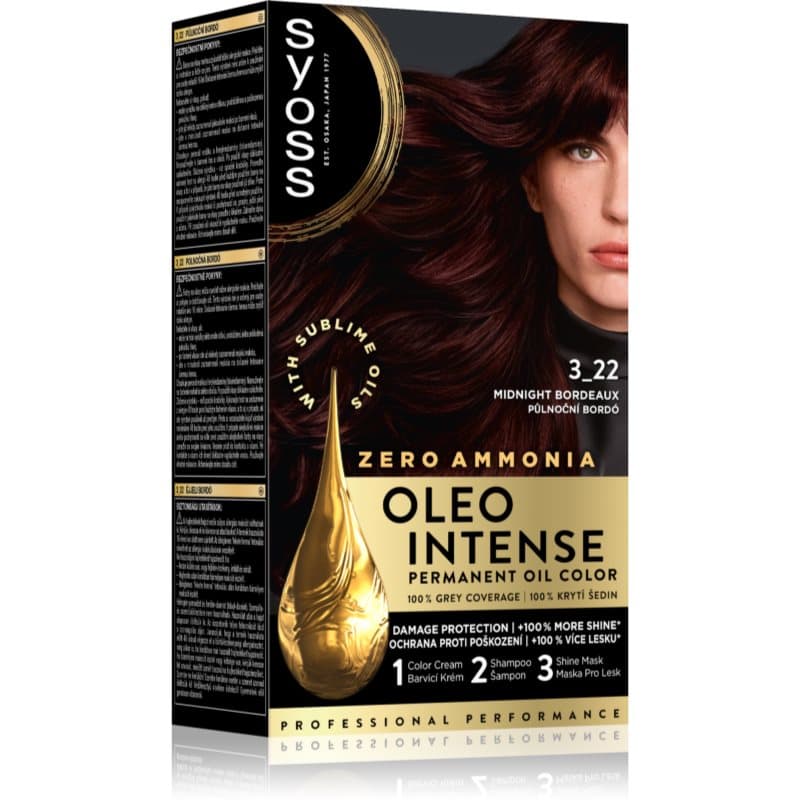 Oleo Intense trwała farba do włosów z olejem odcień 3-22 Midnight Bordeaux