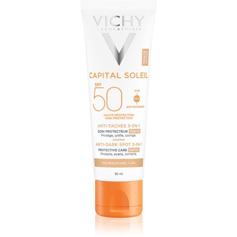 Capital Soleil tonująca pielęgnacja przeciw plamom pigmentacyjnym 3w1 SPF 50 Tinted