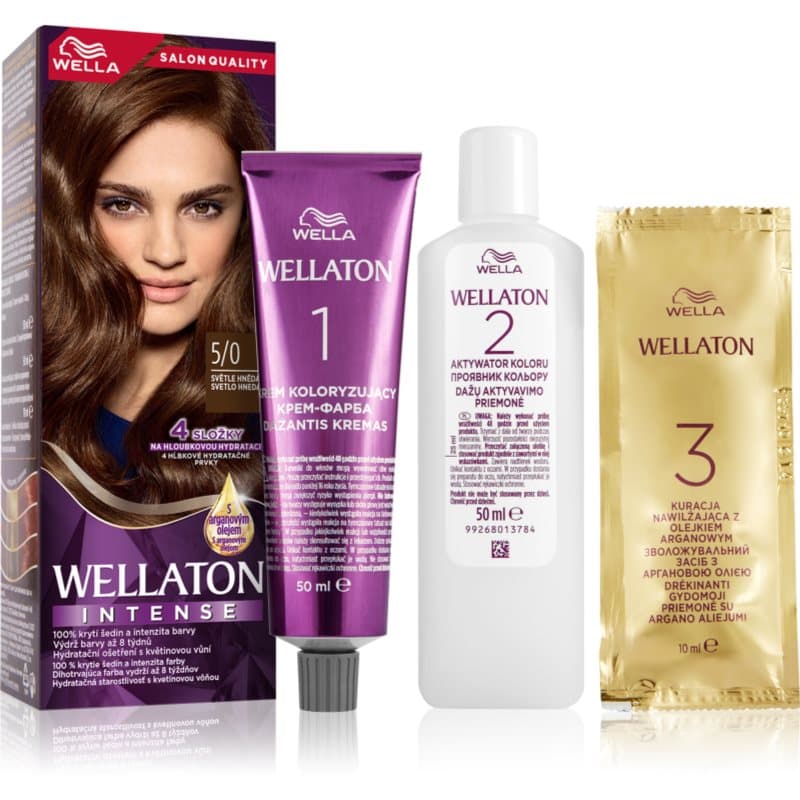 Wellaton Intense trwała farba do włosów z olejkiem arganowym odcień 5/0 Light Brown