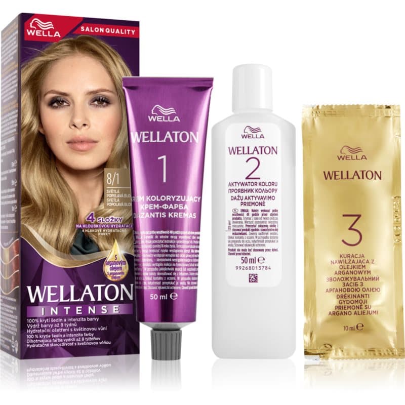 Wellaton Intense trwała farba do włosów z olejkiem arganowym odcień 8/1 Light Ash Blonde