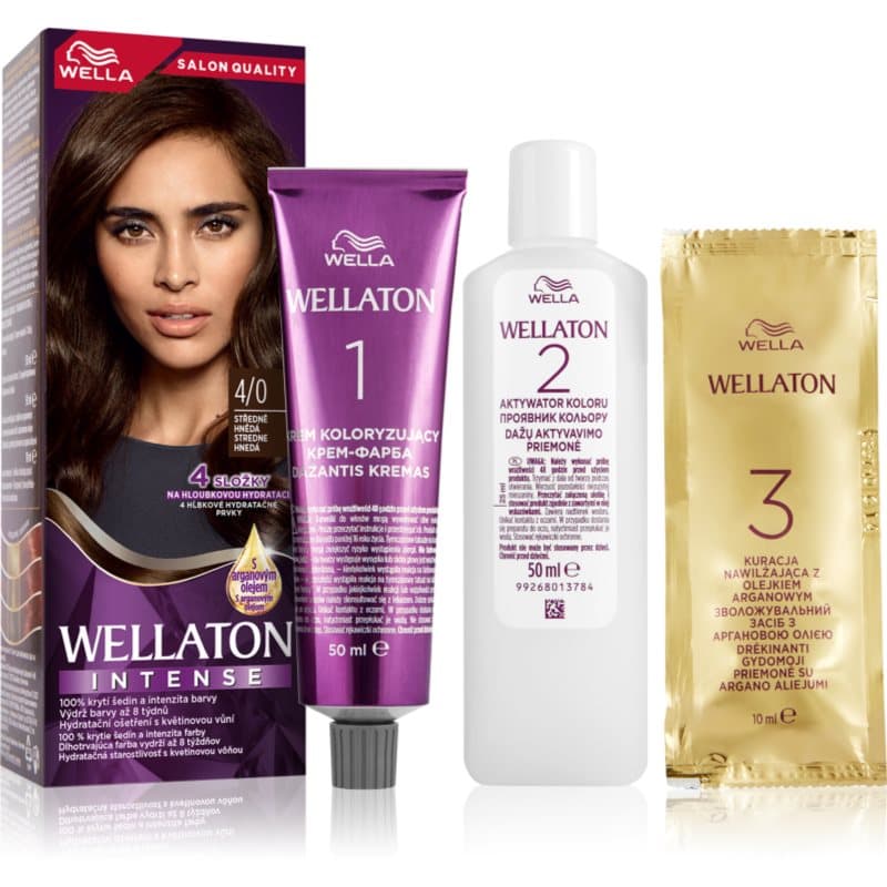 Wellaton Intense trwała farba do włosów z olejkiem arganowym odcień 4/0 Medium Brown