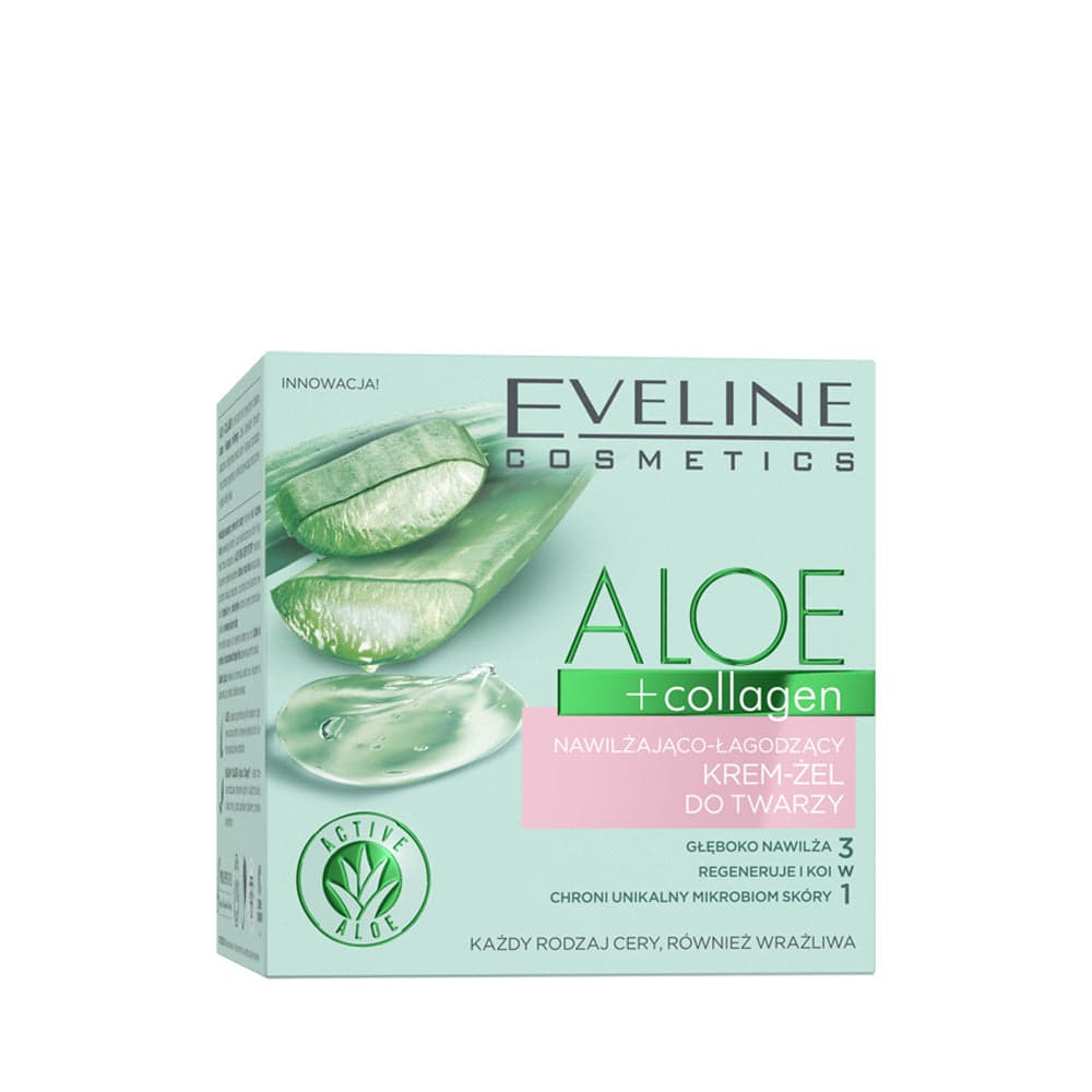 Eveline Organic Aloe + Collagen nawilżająco-łagodzący Krem/żel do twarzy na dzień i noc